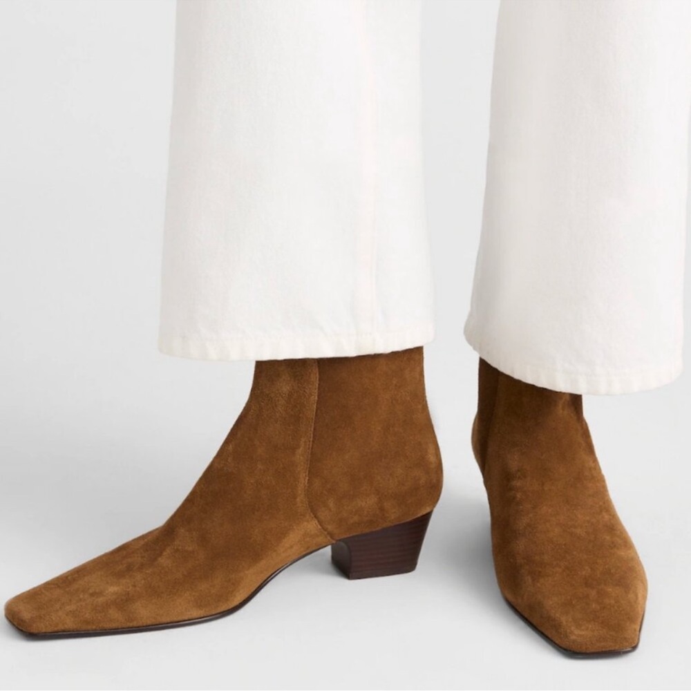 Madewell Lexie Tan Suede Ankle Booties Square Toe 9
